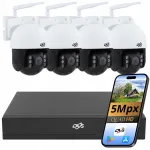 Juhtmevaba WiFi 5Mpx j&auml;lgimiskaamerate komplekt DVS, 4 p&ouml;&ouml;ratavat kaamerat
