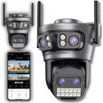 V&auml;lise WiFi IP kaamera 4 objektiiviga, 5MP, p&ouml;&ouml;ratav, suumi funktsiooniga