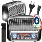 FM retrokeel k&ouml;&ouml;giraadio, p&auml;ikeseenergia, Bluetooth, USB, taskulamp, laetav aku