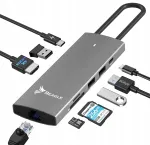 USB jaotur 9-&uuml;hes HDMI 4K 60Hz, USB-C PD 100W, USB 3.2, LAN RJ45 ja SD kaardilugejaga