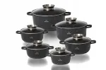 Zilner Premium alumiiniumist pottide komplekt marmorkattega, 12-osaline, ZL-8526, must