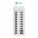USB jagaja LOGILINK USB3.2, 10 porti (USB-A/C), l&uuml;lititega