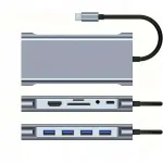 USB-C multifunktsionaalne adapter 11-in-1, HDMI 4K, VGA, USB 3.0, hall