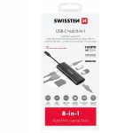 SWISSTEN USB-C 8in1 HUB, 100W, HDMI 4K, LAN RJ45, 2x USB-A, USB-C, SD, microSD
