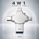 veorkide 32GB 4-in-1 m&auml;lukaart Lightning, USB-C, Micro USB, &uuml;hilduv iPhone ja iPadiga