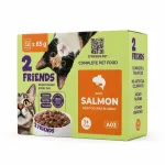 2 Friends m&auml;rgtoit kassidele l&otilde;hega, 79% lihaviljad kastmes, 12 x 85 g