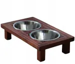 Puidust raam kahe metallkausiga koertele, 2 x 1,8 l