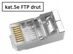Ekraanitud RJ45/8P8C pistikud, Cat.5E, paarilised, AWG24&ndash;27 kaablitele, 100 tk