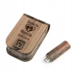 Puidust USB m&auml;lupulk 64 GB, 2.0, graveeritud p&auml;hklipuukarbi ja pulmadeks