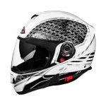 Motorrattakiiver SMK GLIDE SIGN GL126, valge/must/hall, M suurus