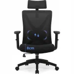 Must ergonoomiline kontoritool reguleeritava pea- ja seljatoega kuni 150 kg