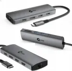Gigabyte USB-C jagaja kahe HDMI, 4K DisplayPort, LAN ja kahe monitoriga