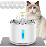 Lemmikloomade joogipudel font&auml;&auml;n, 2,4 l, roostevaba teras, 5 LED-filtriga, vaikne