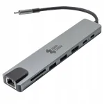 USB-C jagaja 8-in-1 HDMI, RJ45, toite, kaardilugejaga Spacetronik