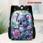 Laste koolikott koala ja lillede motiiviga