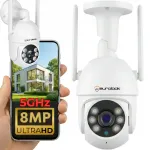 V&auml;ljas WiFi-kaamera, p&ouml;&ouml;ratav, 8MP, 4K Ultra HD, 2,4/5GHz, heliga ja j&auml;lgimisega