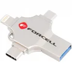 USB m&auml;lupulk Forcell 64 GB, USB 3.2, Lightning, Micro-USB, USB-C, h&otilde;bedane