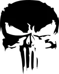 Auto kleeps &bdquo;Punisher&ldquo; kolju, 21 x 17 cm, taustata