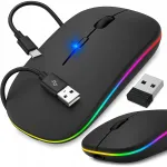 Juhtmevaba vaikselt t&ouml;&ouml;tav hiir RGB valgustusega, arvutile ja s&uuml;learvutile