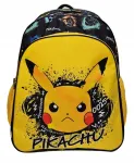 Must mitme sektsiooniga Pokemon koolikott kollaste ja kuldsete detailidega