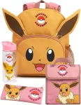 Laste seljakott EEVEE k&otilde;rvadega, 3D l&otilde;unas&ouml;&ouml;gi kast, pudel ja pinal, 4-osaline komplekt