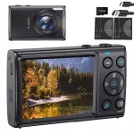 Mini digitaalne fotokas 4K 64MP fookuse ja 32GB kaardiga, must