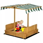 Laste liivakast Outsunny 106x106 cm reguleeritava katuse ja pinkidega