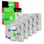 BROTHER TZe-231 kleeplint, must tekst valgel, 12 mm x 8 m, 5 tk