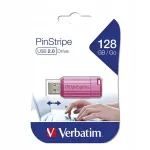 USB m&auml;lupulk Verbatim StoreNGo PinStripe, 128 GB, roosa, USB 2.0