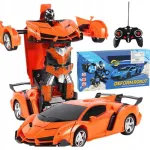 Raadiosagedusega juhitav auto-robot 2in1, oranž, valguste ja helidega