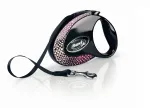 FLEXI Glam Swarovski kristallidega automaatne koera rihm, 5 m, must