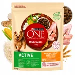 Kuiv koeratoit PURINA ONE Mini Active kanaliha ja riisiga, 1,5 kg