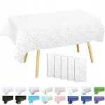 Plastikust laudlina 137x274 cm, valge h&otilde;bedaste t&auml;htedega, 6 tk peoks