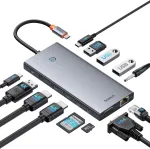 13-in-1 USB-C dokk 3 monitorile, 4K HDMI, DP, VGA, PD 100W