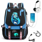 Suur kooliseljakott Hatsune Miku USB-ga, sobib A4-formaadile