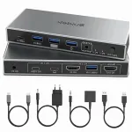 USB-C HDMI KVM l&uuml;liti 2 arvutile, 1 monitorile, 4K, alumiiniumist