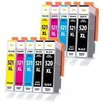 INK 520XL / 521XL tindikassetid, 10 tk, Canon MP540, MP550, MP560 jaoks