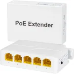 POE v&otilde;rgu l&uuml;liti, 5 porti, DIN, 1x PoE sisend, 4x PoE v&auml;ljund, 1 Gb/s, kaameratele