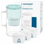 Veekanister Wessper D2, boorsilikaatklaas, 3 l, m&uuml;ndiroheline, 4 filtriga
