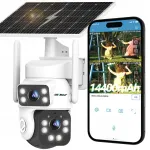 Traadita 2K (3MP+3MP) p&auml;ikesepatareiga v&auml;line IP video kaamera, 8W, WiFi, pidev salvestus