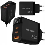 65W GaN AC laadija, USB-A + 2x USB-C, v&otilde;imsuse m&otilde;&otilde;tjaga, must