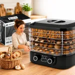400W puu- ja k&ouml;&ouml;giviljade kuivataja, taimer, temperatuuri reguleerimine, 5 resti