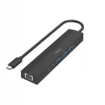 HAMA MultiPort 6in1 USB-C multifunktsionaalne adapter: 3x USB-A, 1x USB-C, 1x HDMI, 1x LAN