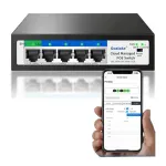 PoE l&uuml;liti, 5 porti, 52W, metallist, 100Mbps