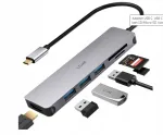USB-C hub 6-in-1 4K HDMI, USB 3.0, SD/TF kaardi lugeja, LTUAE