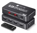 HDMI l&uuml;liti Techly, 3 sisendit, 1 v&auml;ljund, 4K 60Hz, IR kaugjuhtimispuldiga