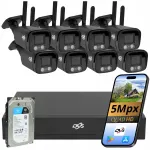 WiFi valvekaamerate komplekt 8 kaameraga 5Mpx, must, DVS DVR 1TB