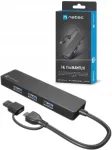 USB-C jagaja NATEC Mafly, 4 porti, USB-A adapteriga, NHU-2023