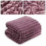 NUVIO reljeefne triibuline voodikate, 200x220 cm, violetne