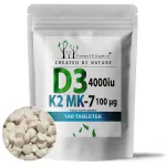 Toidulisand Vitamin D3 4000 IU + K2 MK-7 100 mcg, 100 tabletti, Forte Forest Vitamin